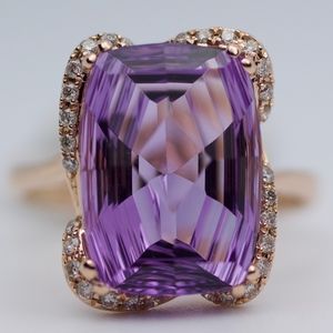 New EFFY 14k Rose Gold Amethyst And Diamond Ring